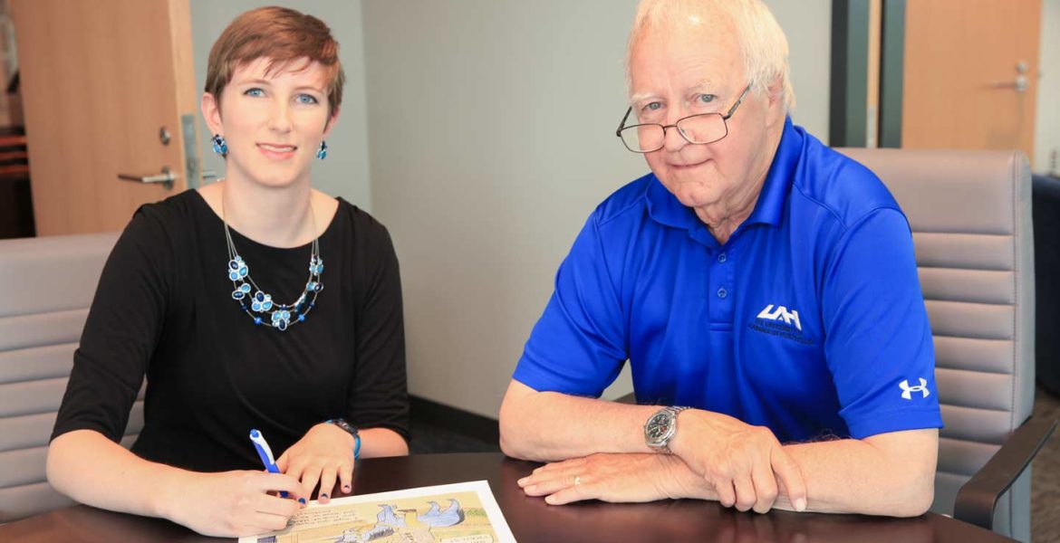 Chemical engineering major’s “send-off picture” features UAH president and mascot